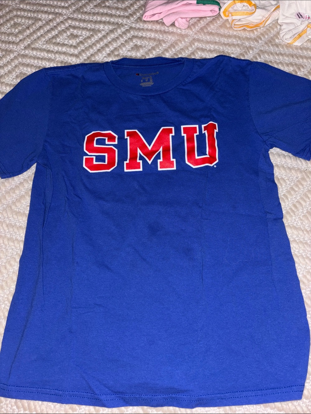 Champion Kids SMU Tee in Royal Blue with Red Logo